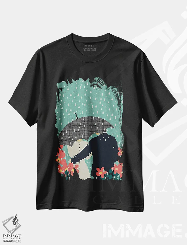 تیشرت مشکی طرح دار زوج تازه عروس وداماد، تزئینی اثر اریکا سی. برادرز | immage.ir