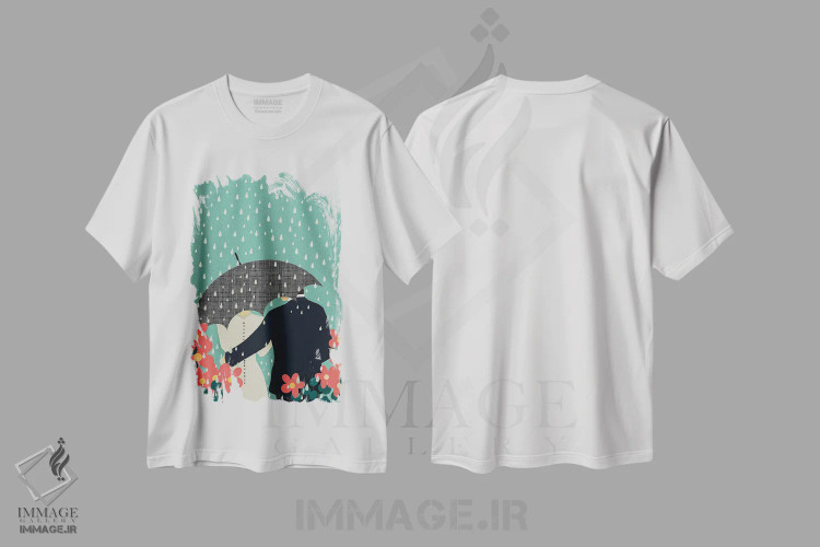 تیشرت سفید طرح دار زوج تازه عروس وداماد، تزئینی اثر اریکا سی. برادرز | فروشگاه ایماژ