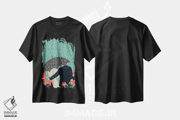تیشرت مشکی طرح دار زوج تازه عروس وداماد، تزئینی اثر اریکا سی. برادرز | immage.ir