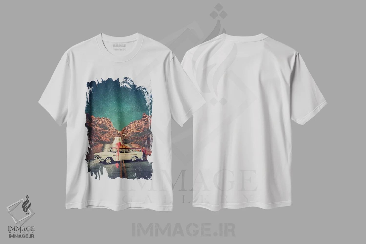 تیشرت سفید طرح دار جادهٔ ذوب شده، تزئینی اثر اریکا سی. برادرز | immage.ir