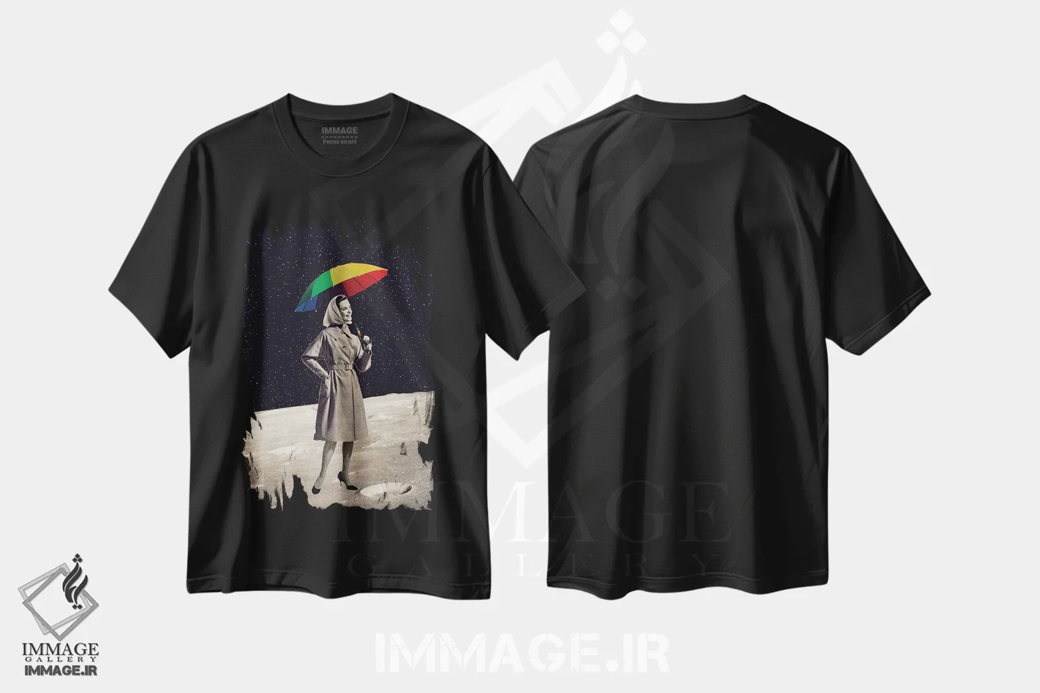 تیشرت مشکی طرح دار قدم زنی تا ماه، تزئینی اثر اریکا سی. برادرز | immage.ir