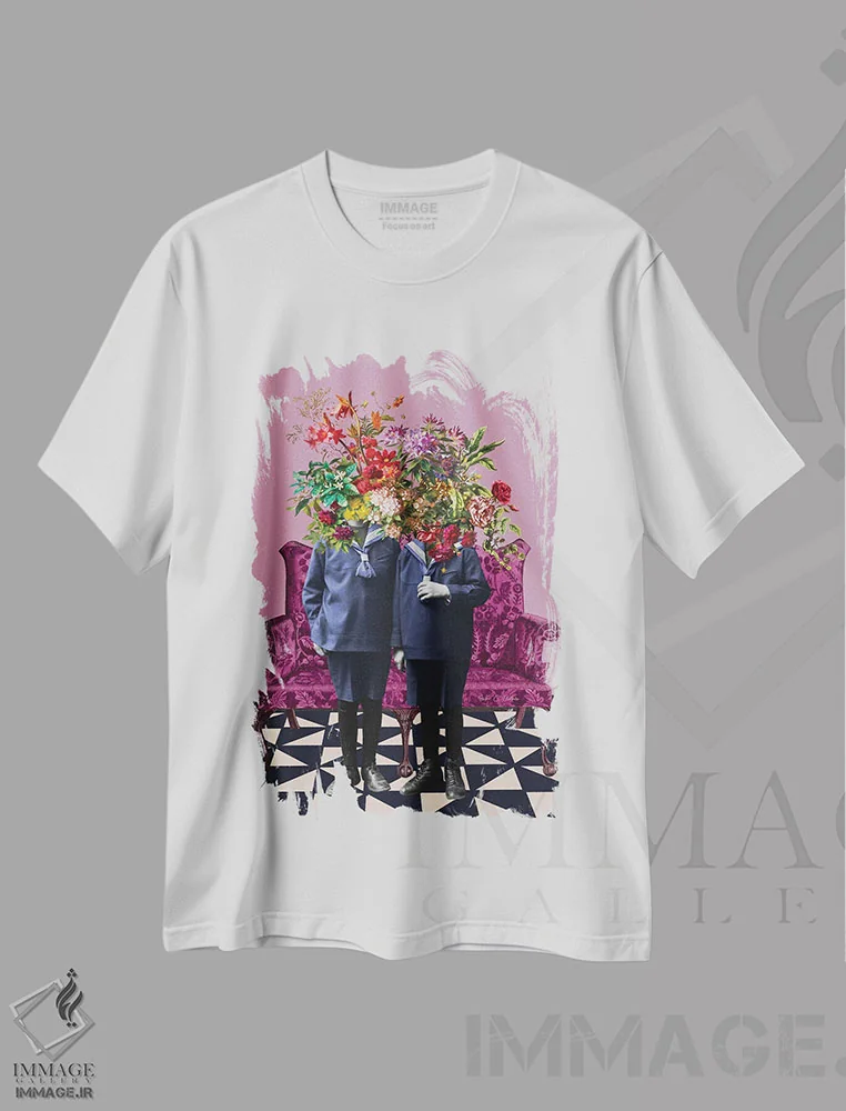 تیشرت سفید طرح دار دسته گل، تزئینی اثر اریکا سی. برادرز | فروشگاه ایماژ