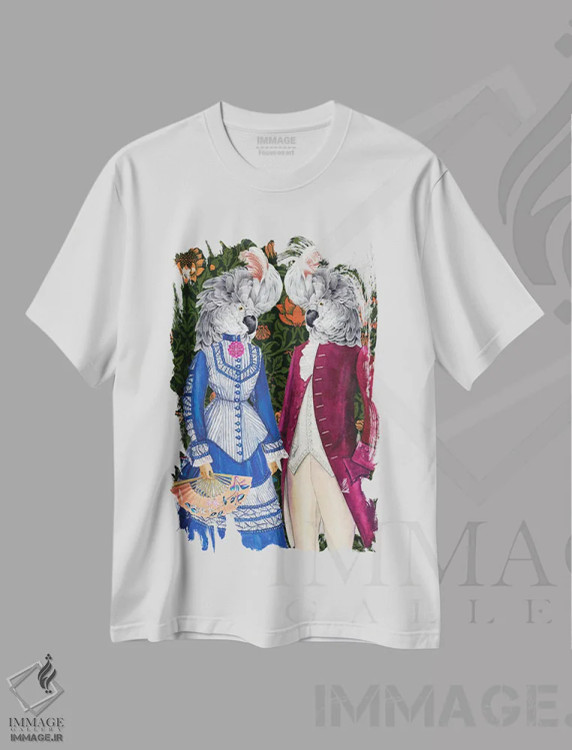 تیشرت سفید طرح دار عشاق، تزئینی اثر اریکا سی. برادرز | فروشگاه ایماژ