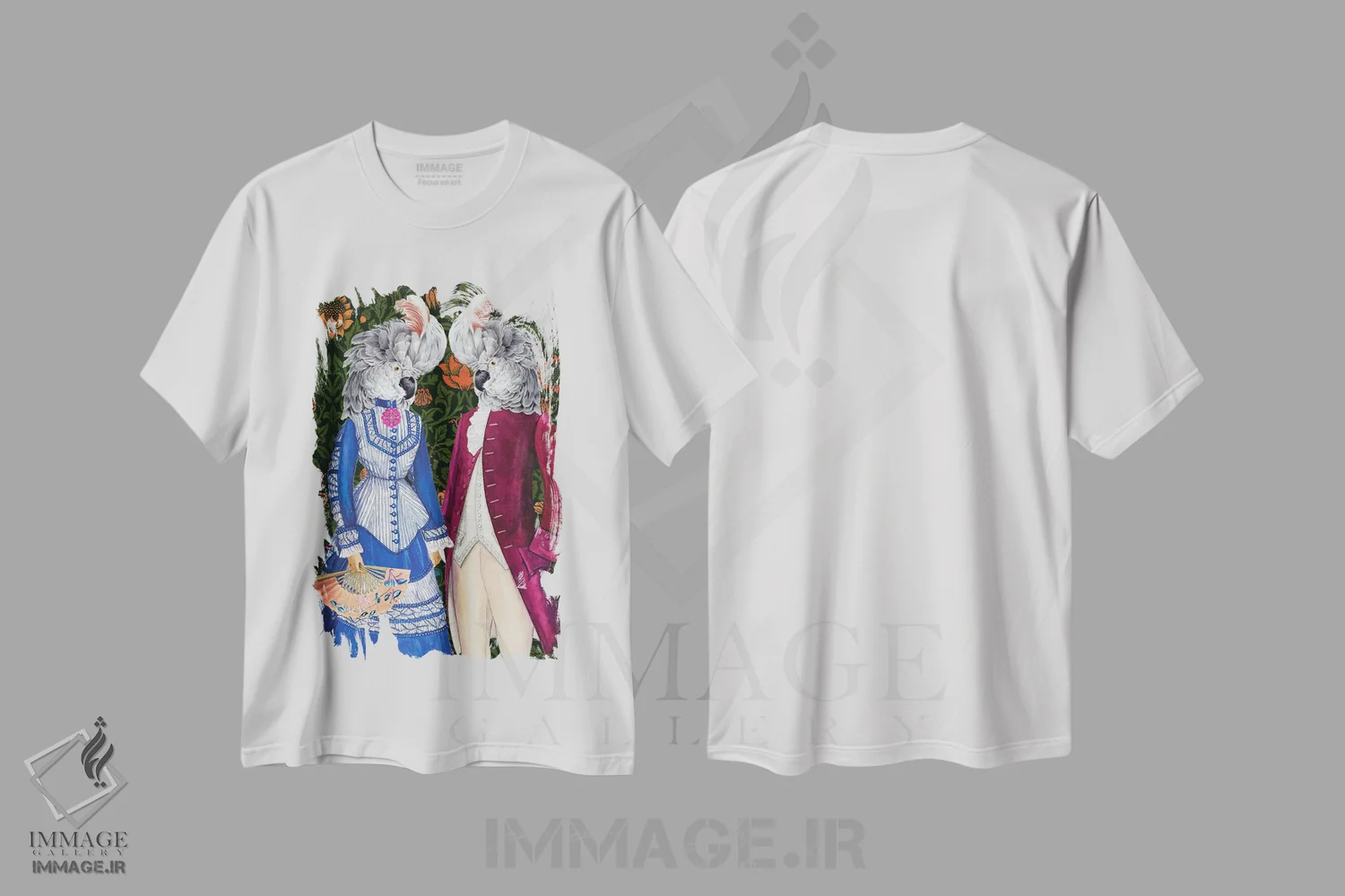 تیشرت سفید طرح دار عشاق، تزئینی اثر اریکا سی. برادرز | فروشگاه ایماژ