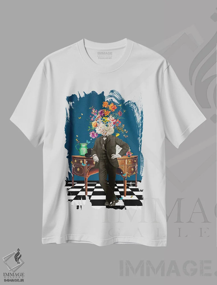تیشرت سفید طرح دار ذهن باغ، تزئینی اثر اریکا سی. برادرز | immage.ir