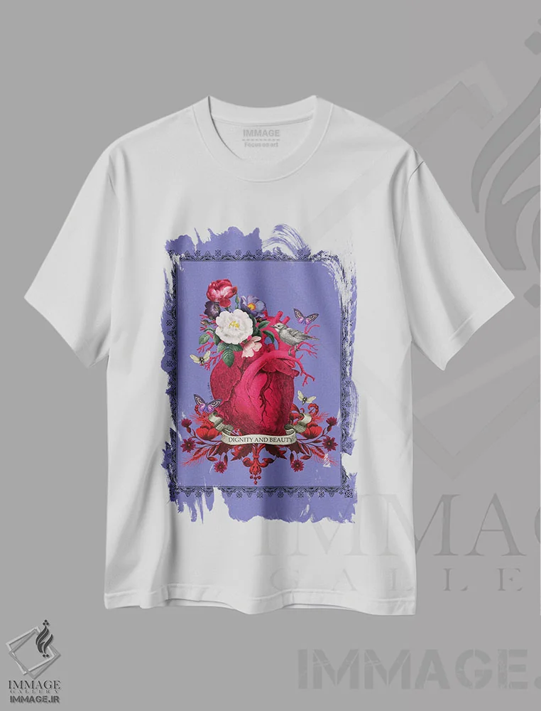 تیشرت سفید طرح دار وقار و زیبایی، تزئینی اثر اریکا سی. برادرز | فروشگاه ایماژ