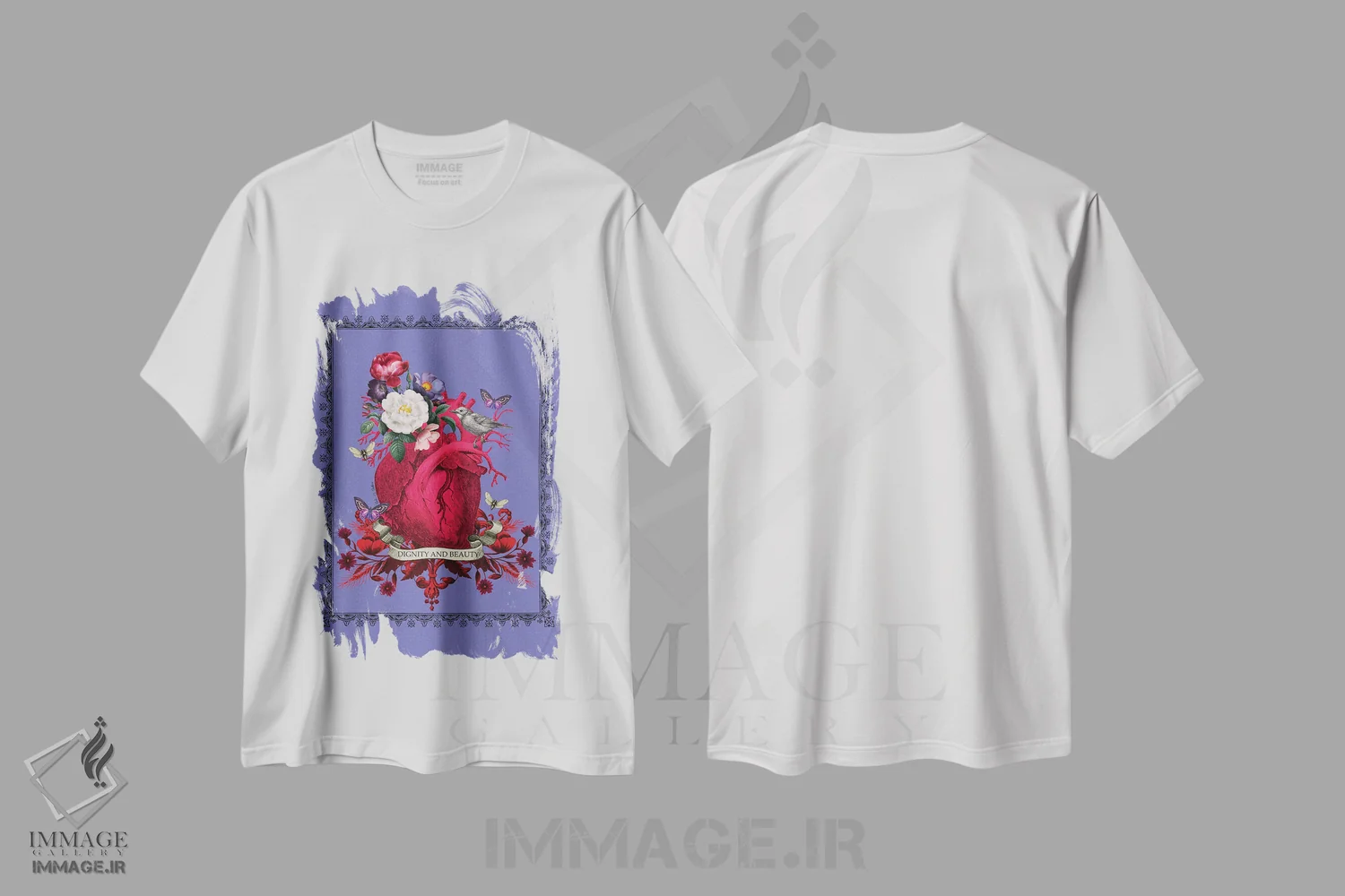تیشرت سفید طرح دار وقار و زیبایی، تزئینی اثر اریکا سی. برادرز | فروشگاه ایماژ