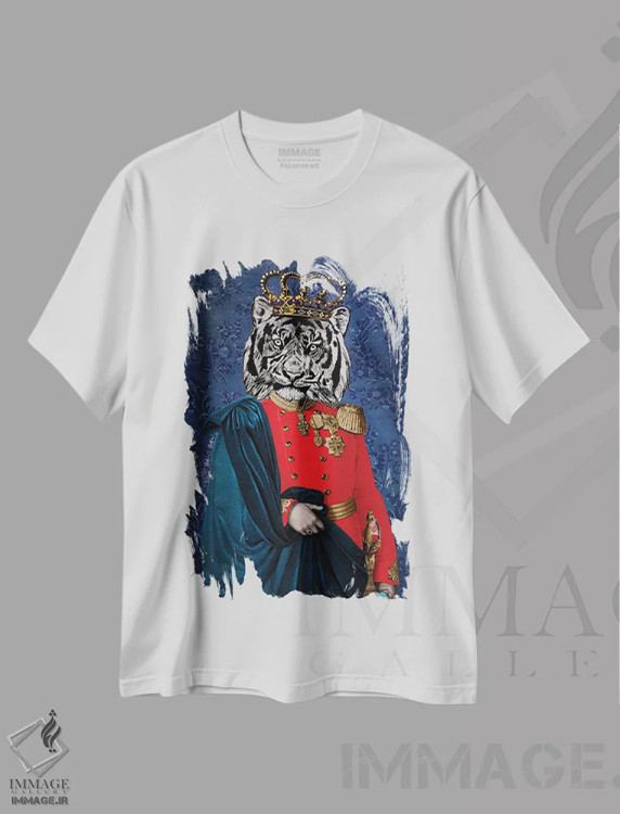 تیشرت سفید طرح دار آبی گربه ای، تزئینی اثر اریکا سی. برادرز | immage.ir