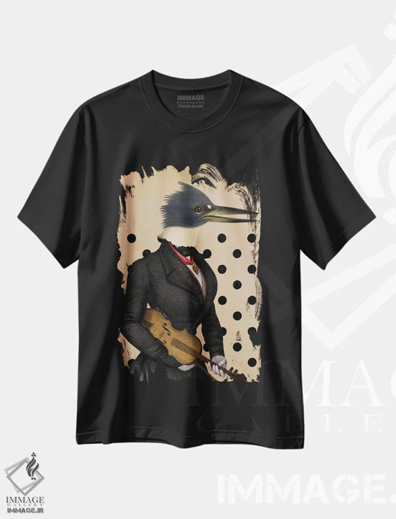 تیشرت مشکی طرح دار ویولنیست، تزئینی اثر اریکا سی. برادرز | فروشگاه ایماژ
