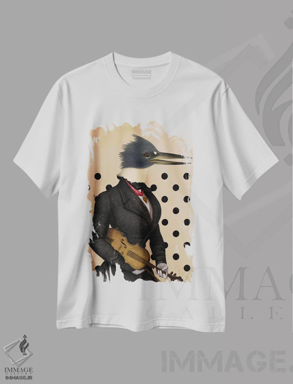 تیشرت سفید طرح دار ویولنیست، تزئینی اثر اریکا سی. برادرز | immage.ir