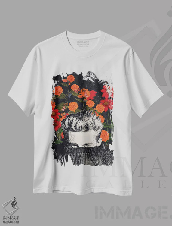 تیشرت سفید طرح دار پرتـرهٔ جیمز دین، هنر دیجیتال اثر اریکا سی. برادرز | فروشگاه ایماژ