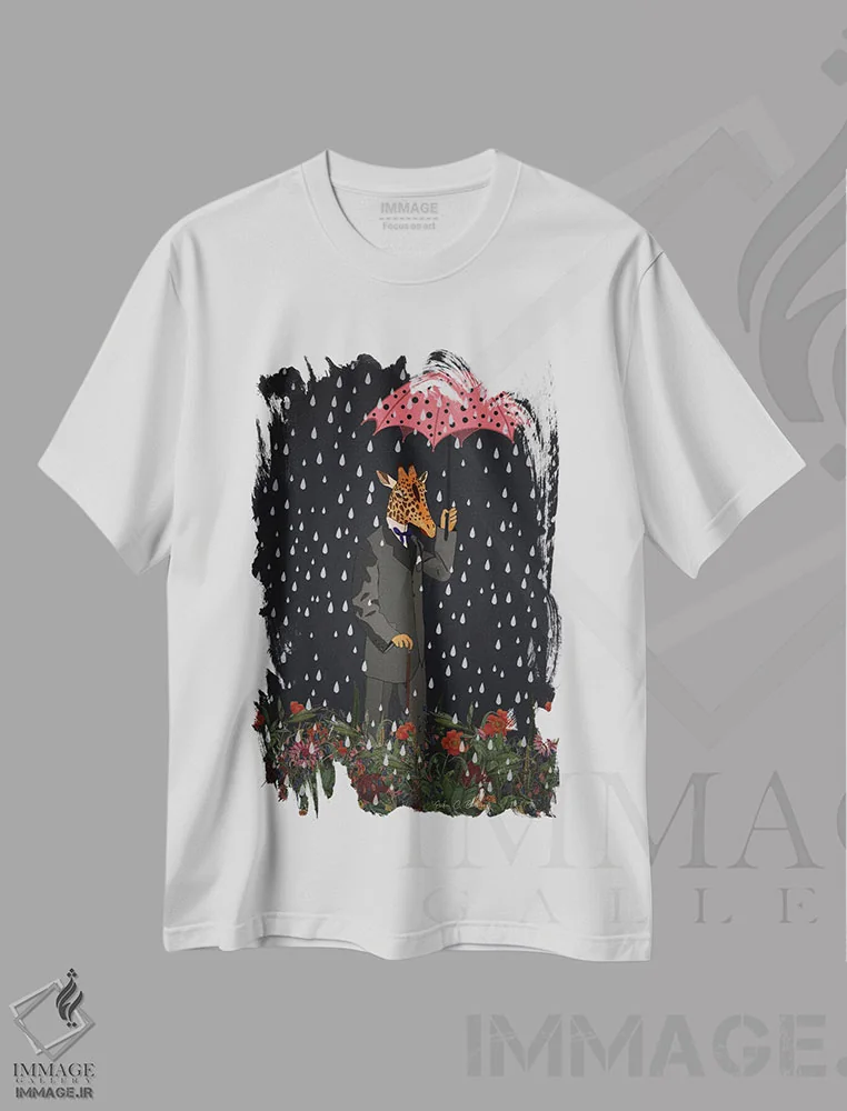تیشرت سفید طرح دار روز بارانی، تزئینی اثر اریکا سی. برادرز | immage.ir