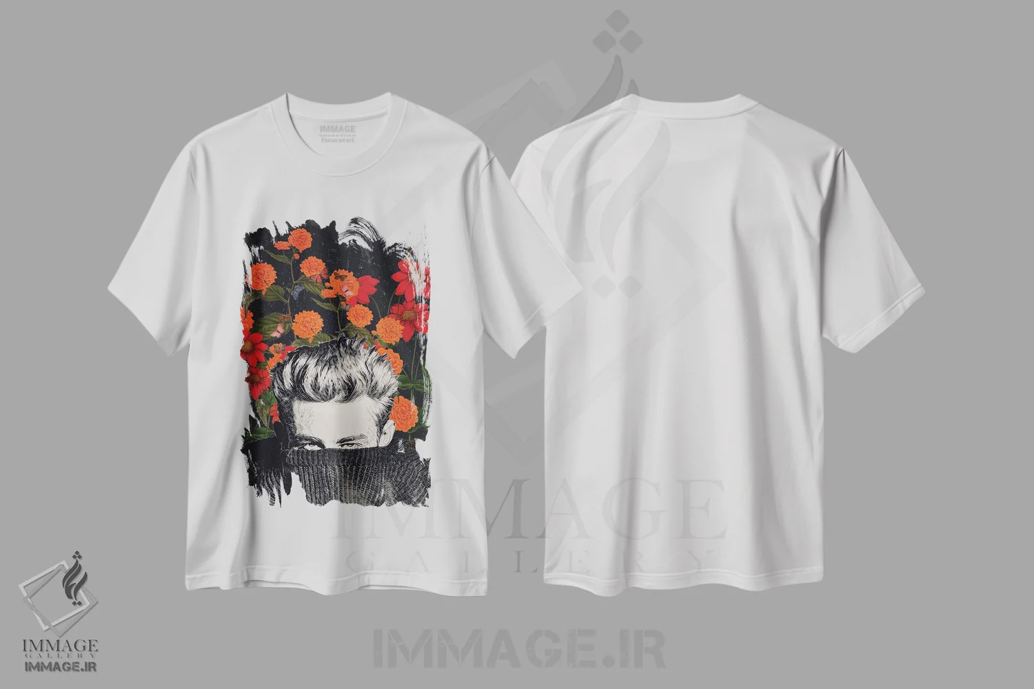 تیشرت سفید طرح دار پرتـرهٔ جیمز دین، هنر دیجیتال اثر اریکا سی. برادرز | فروشگاه ایماژ