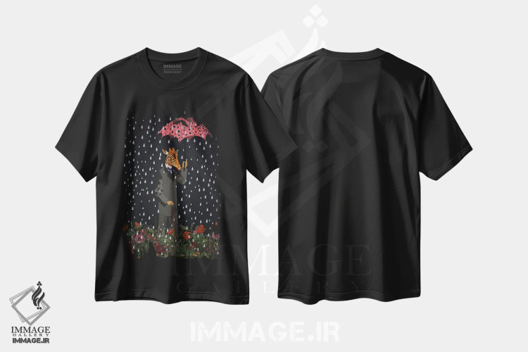 تیشرت مشکی طرح دار روز بارانی، تزئینی اثر اریکا سی. برادرز | فروشگاه ایماژ