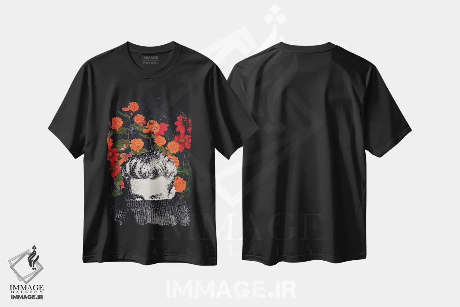 تیشرت مشکی طرح دار پرتـرهٔ جیمز دین، هنر دیجیتال اثر اریکا سی. برادرز | immage.ir