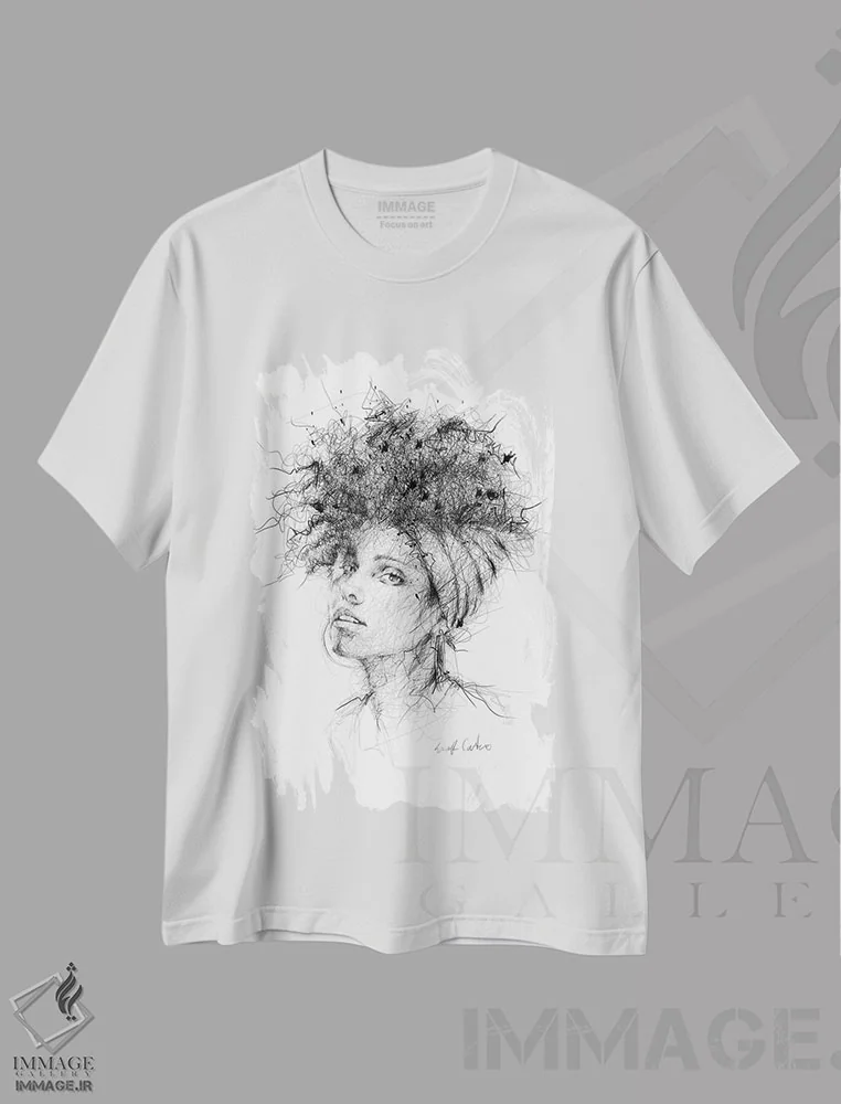 تیشرت سفید طرح دار آلیشیا کیز اثر ریک سنتنو | فروشگاه ایماژ