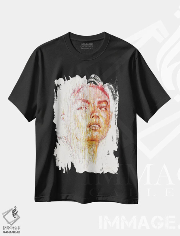 تیشرت مشکی طرح دار همچون آفتاب پرست، هنر آمریکایی آفریقایی تبار اثر ریک سنتنو | فروشگاه ایماژ
