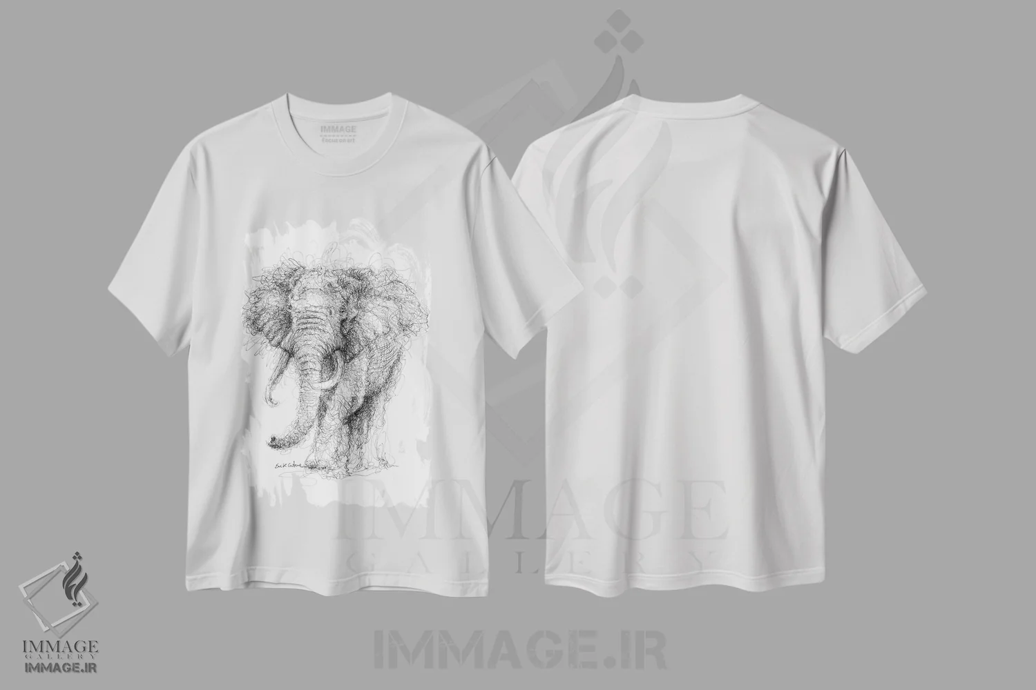 تیشرت سفید طرح دار فیل، هنر فاخر معاصر اثر ریک سنتنو | immage.ir
