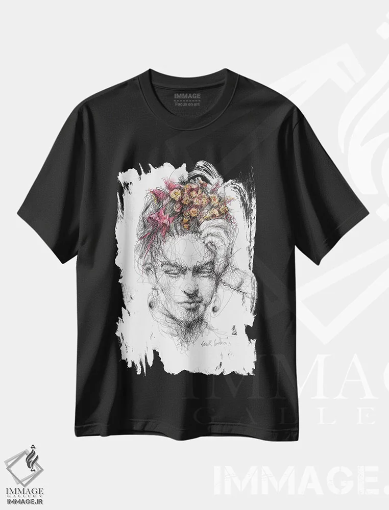 تیشرت مشکی طرح دار فریدا، هنر فاخر معاصر اثر ریک سنتنو | فروشگاه ایماژ