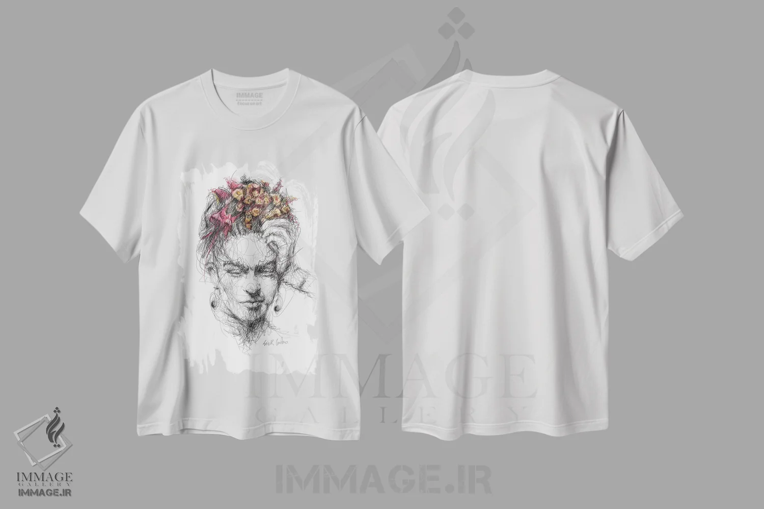 تیشرت سفید طرح دار فریدا، هنر فاخر معاصر اثر ریک سنتنو | immage.ir