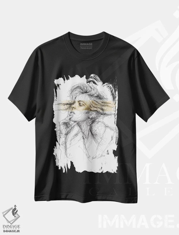 تیشرت مشکی طرح دار اندیشه های طلایی، هنر فاخر معاصر اثر ریک سنتنو | immage.ir