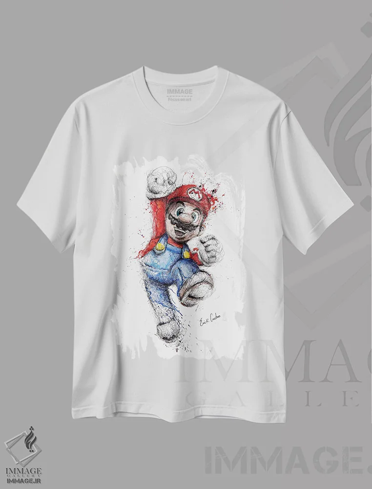 تیشرت سفید طرح دار ماریو، هنر فاخر معاصر اثر ریک سنتنو | immage.ir