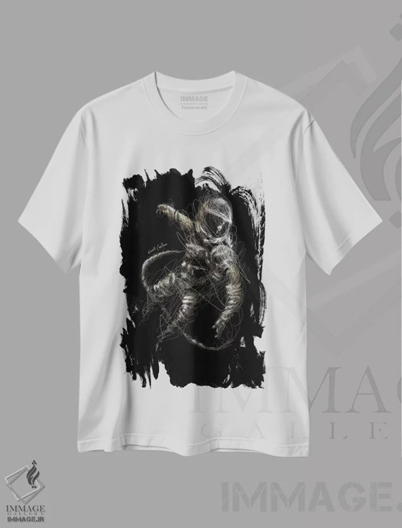 تیشرت سفید طرح دار طلای نجومی، هنر فاخر معاصر اثر ریک سنتنو | فروشگاه ایماژ