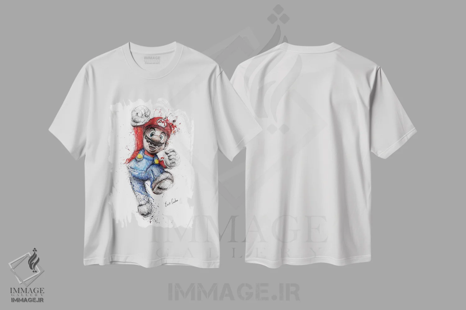 تیشرت سفید طرح دار ماریو، هنر فاخر معاصر اثر ریک سنتنو | immage.ir