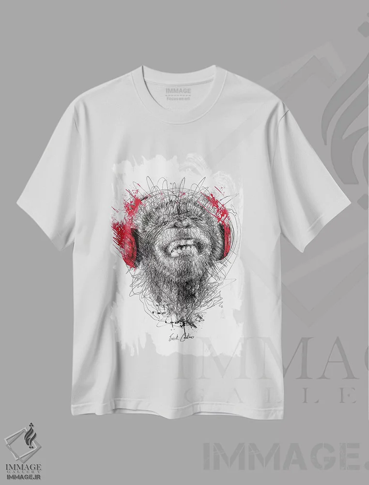 تیشرت سفید طرح دار ریتم های طبیعت، هنر فاخر معاصر اثر ریک سنتنو | immage.ir