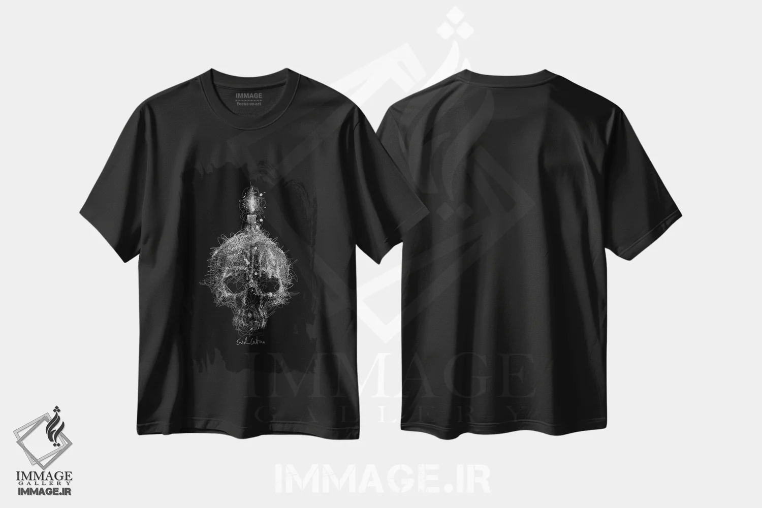 تیشرت مشکی طرح دار شمع جمجمه ای، هنر فاخر معاصر اثر ریک سنتنو | immage.ir