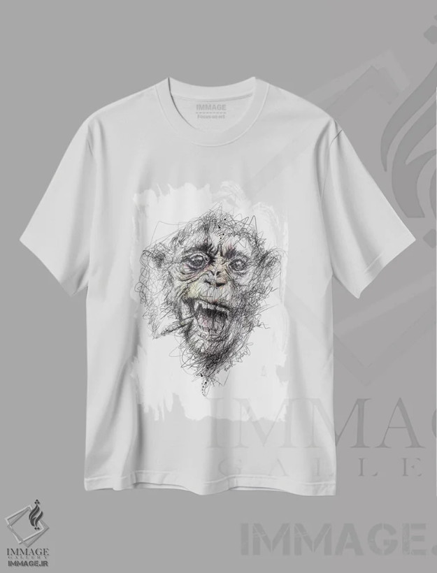 تیشرت سفید طرح دار دود، هنر فاخر معاصر اثر ریک سنتنو | فروشگاه ایماژ