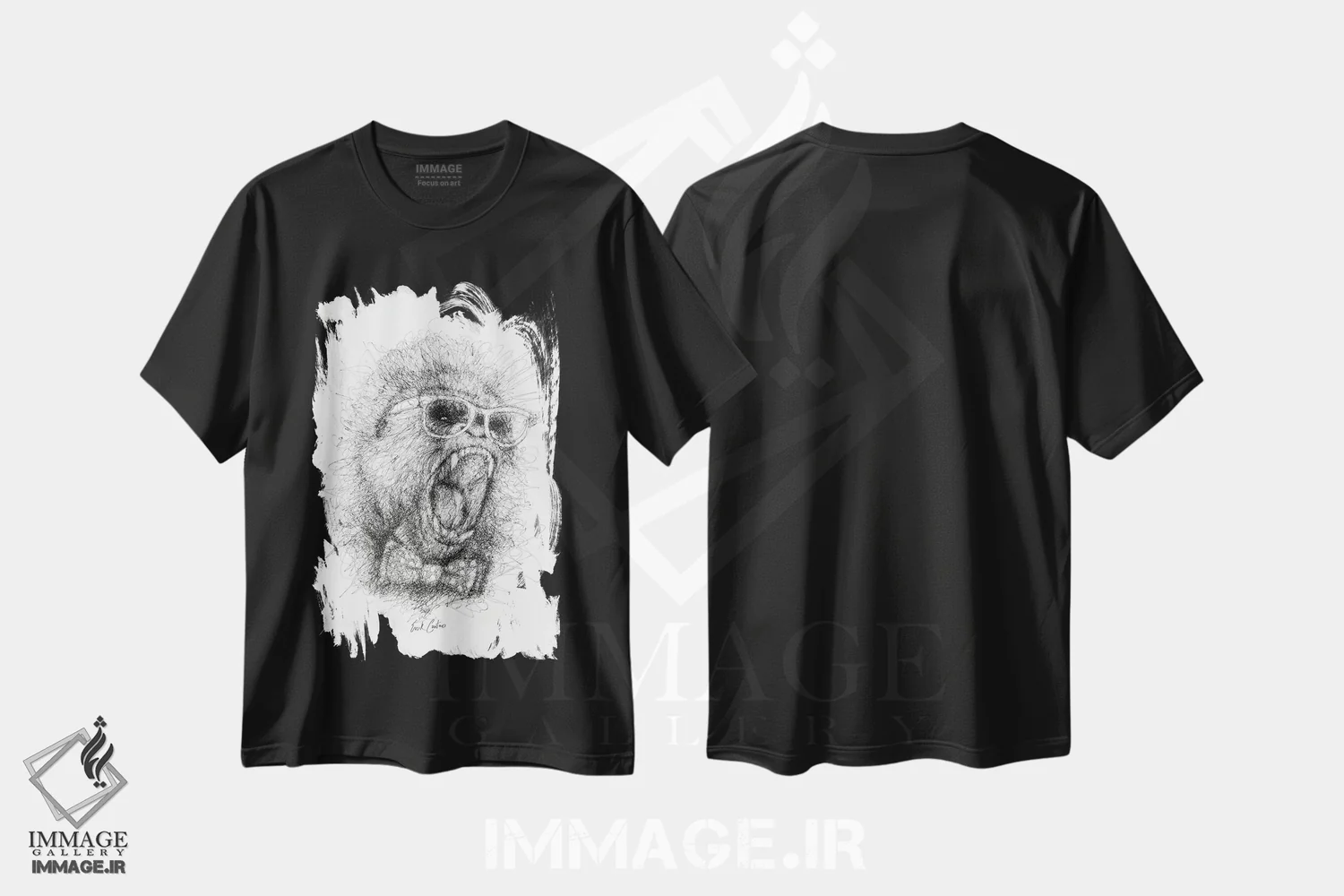 تیشرت مشکی طرح دار هوشمندی، هنر فاخر معاصر اثر ریک سنتنو | فروشگاه ایماژ
