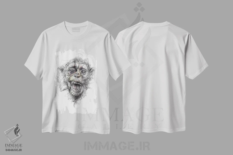 تیشرت سفید طرح دار دود، هنر فاخر معاصر اثر ریک سنتنو | فروشگاه ایماژ