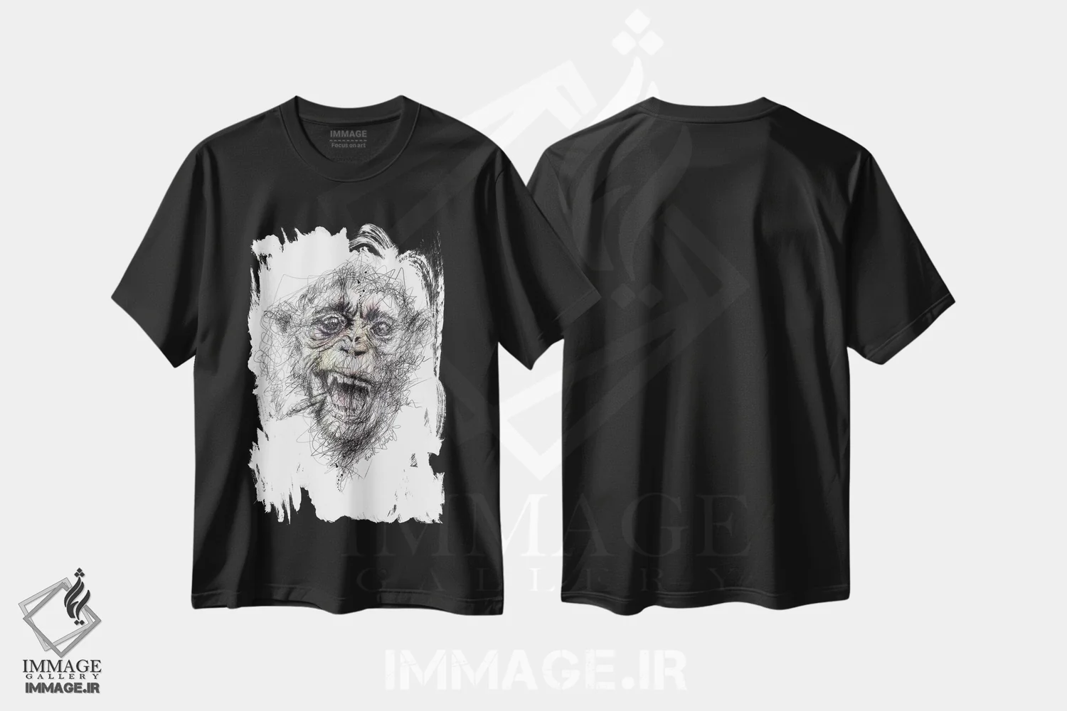 تیشرت مشکی طرح دار دود، هنر فاخر معاصر اثر ریک سنتنو | immage.ir