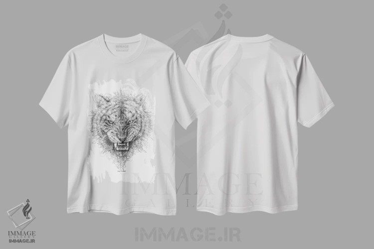 تیشرت سفید طرح دار نگاه ببر، هنر فاخر معاصر اثر ریک سنتنو | immage.ir