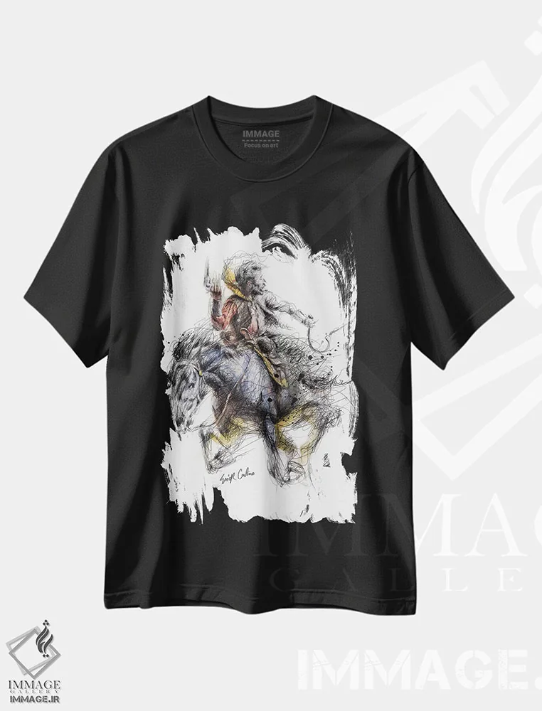 تیشرت مشکی طرح دار کابوی، هنر فاخر معاصر اثر ریک سنتنو | immage.ir