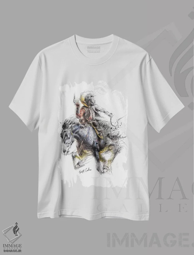 تیشرت سفید طرح دار کابوی، هنر فاخر معاصر اثر ریک سنتنو | فروشگاه ایماژ