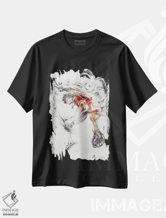 تیشرت مشکی طرح دار لوفی، دکوراسیون جایگزین اثر ریک سنتنو | فروشگاه ایماژ