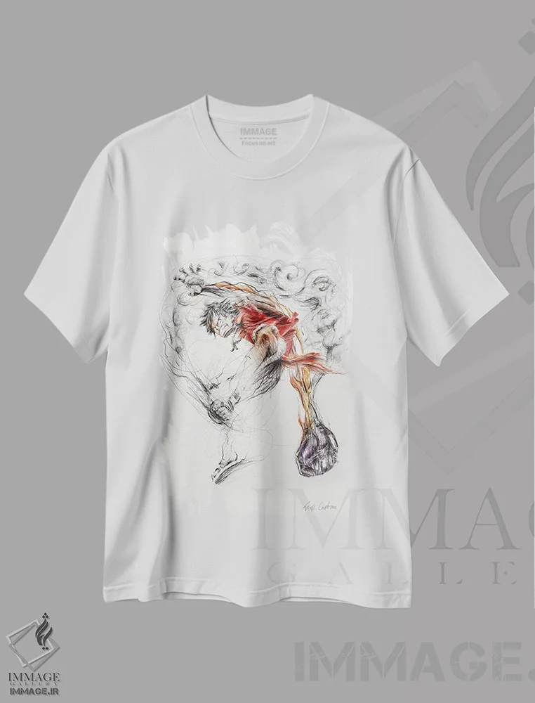 تیشرت سفید طرح دار لوفی، دکوراسیون جایگزین اثر ریک سنتنو | immage.ir