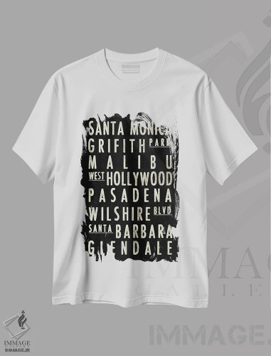 تیشرت سفید طرح دار ال ای، تزئینی اثر ارین کلارک | فروشگاه ایماژ