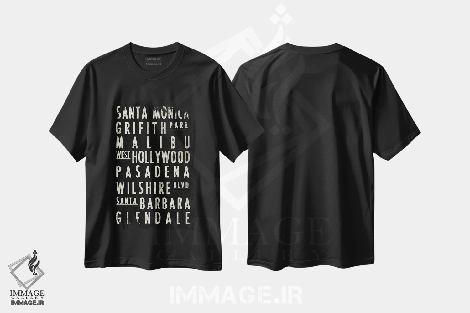 تیشرت مشکی طرح دار ال ای، تزئینی اثر ارین کلارک | immage.ir