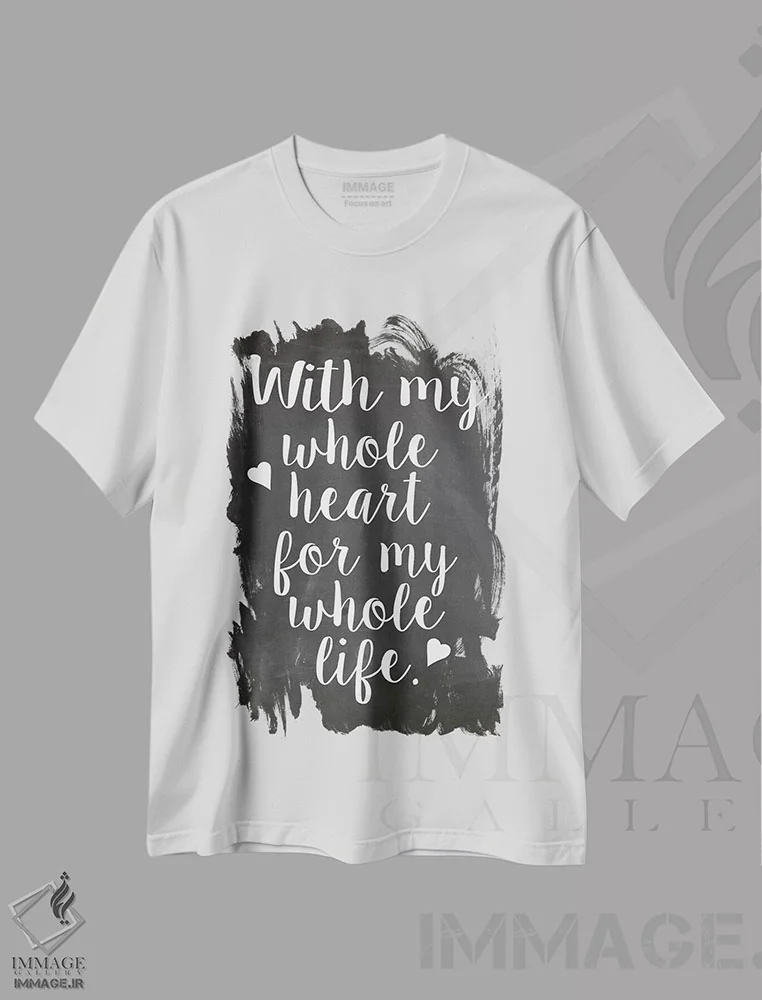 تیشرت سفید طرح دار قلب، دکور روستایی اثر ارین کلارک | فروشگاه ایماژ