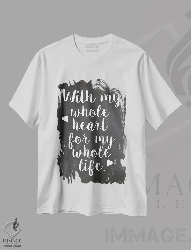 تیشرت سفید طرح دار قلب، دکور روستایی اثر ارین کلارک | فروشگاه ایماژ