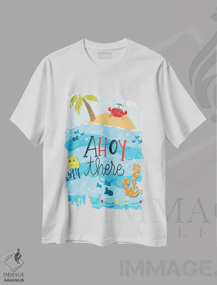 تیشرت سفید طرح دار دوستان اقیانوس، تزئینی اثر امیلی کرامول | فروشگاه ایماژ