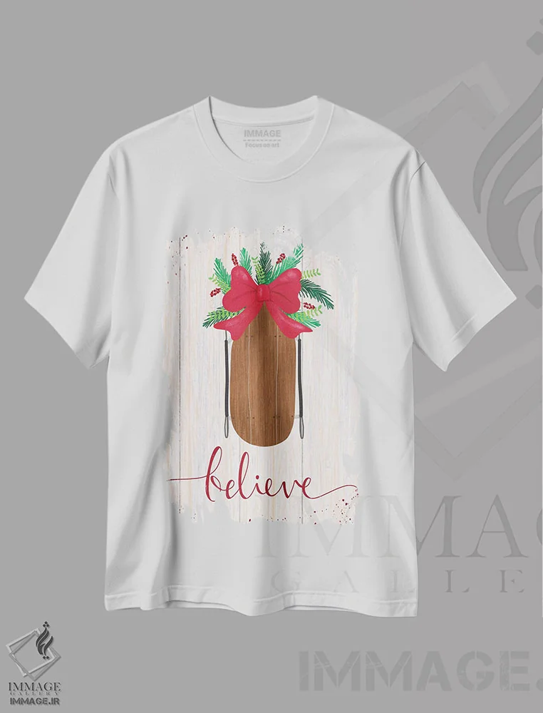 تیشرت سفید طرح دار تعطیلات روستایی IV، تابلو و عبار ت های کریسمسی اثر امیلی کرامول | immage.ir