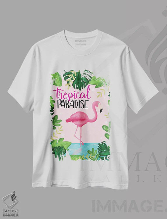 تیشرت سفید طرح دار بهشت گرمسیری I، تزئینی اثر امیلی کرامول | فروشگاه ایماژ