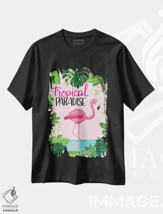 تیشرت مشکی طرح دار بهشت گرمسیری I، تزئینی اثر امیلی کرامول | immage.ir
