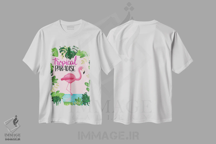 تیشرت سفید طرح دار بهشت گرمسیری I، تزئینی اثر امیلی کرامول | فروشگاه ایماژ