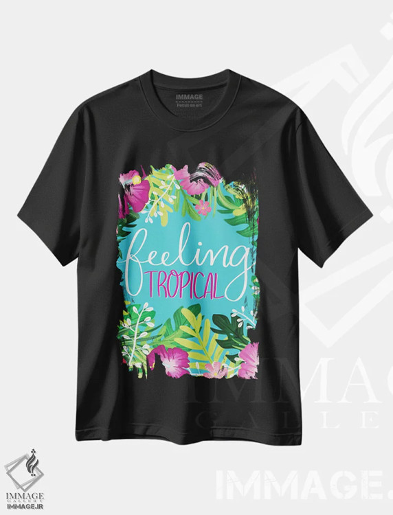 تیشرت مشکی طرح دار بهشت گرمسیری II، تزئینی اثر امیلی کرامول | فروشگاه ایماژ