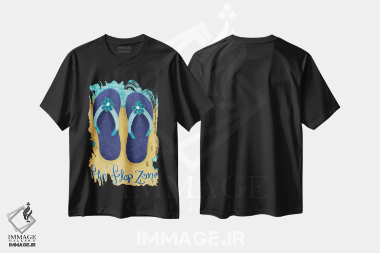 تیشرت مشکی طرح دار در کنار ساحل I، تزئینی اثر امیلی کرامول | immage.ir